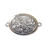 Silver AB Druzy Resin Connector; Large