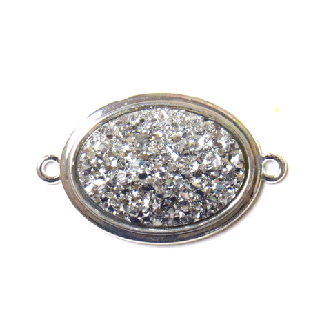 Silver AB Druzy Resin Connector; Large