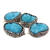 Turquoise Druzy Rhinestones Connector, 42x30mm