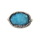 Turquoise Druzy Rhinestones Connector, 42x30mm