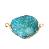 Sky Blue Druzy Connector, Gold