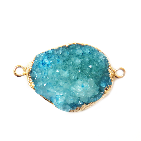 Sky Blue Druzy Connector, Gold
