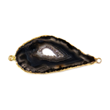 Black Slice Agate Connector, 30x25mm - 1 piece