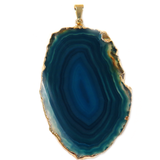 Turquoise Slice Agate Pendant, Gold, 61x38mm - 1 piece