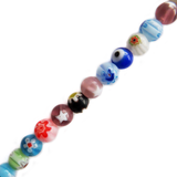 Small Round Millefiori, Multicolor, 6mm; 1 strand