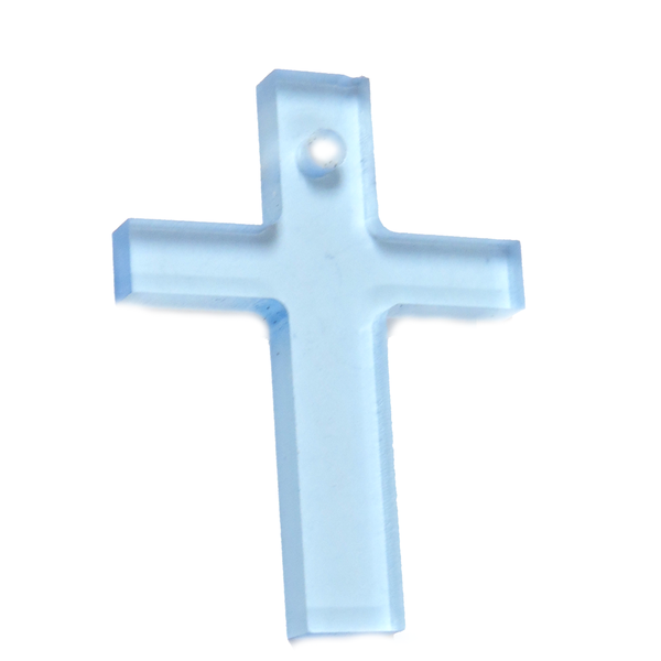 Small Cross Acrylic Pendant-  Light Blue