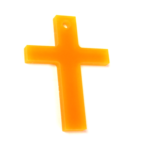 Small Cross Acrylic Pendant - Neon Orange