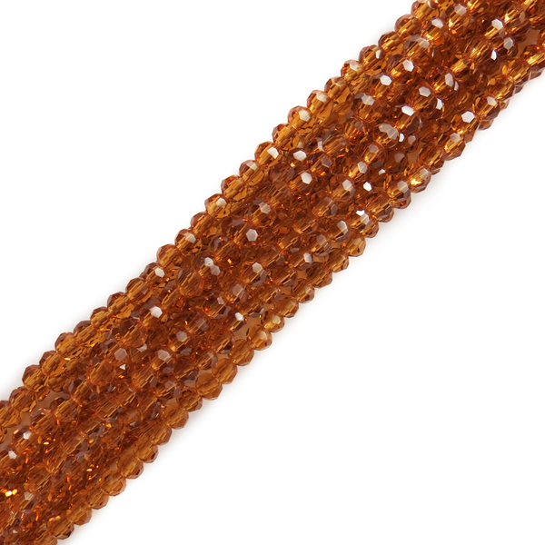 Smoked Topaz, Round Faceted Glass Bead, 4mm; 1 strand