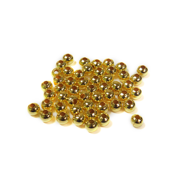 Smooth Round Beads; Gold, Brass, 6mm