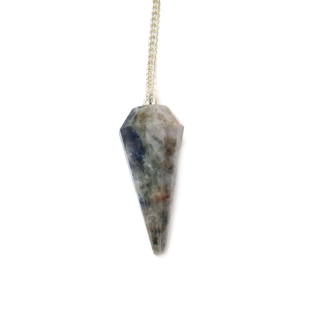 Sodalite Crystal Pendulum - Silver