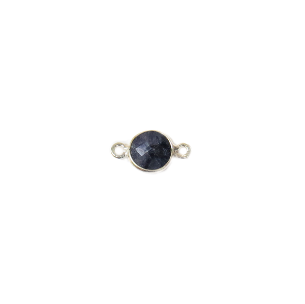 Sodalite Bezel Connector, Sterling Silver, 15x9mm - 1 piece