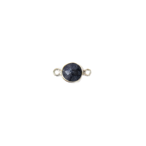Sodalite Bezel Connector, Sterling Silver, 15x9mm - 1 piece