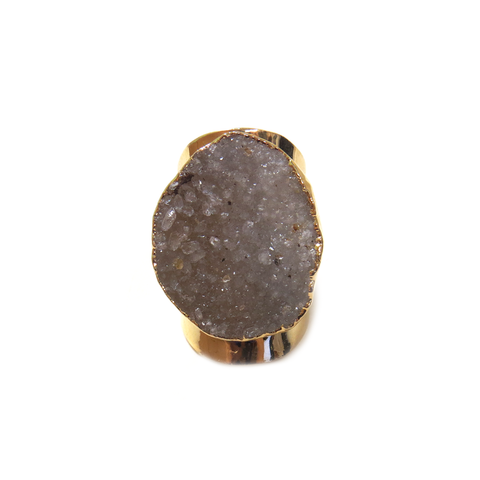 Druzy Cuff Ring, Electroplated, 1 inch - 1 piece