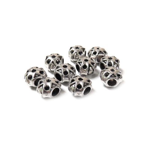 Barrel Spacer, Antique Silver, 10x11mm - 10 pieces