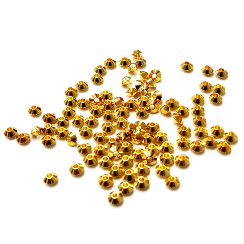 Bicone Spacer Beads, Gold Plated Brass-4mm; 100pcs