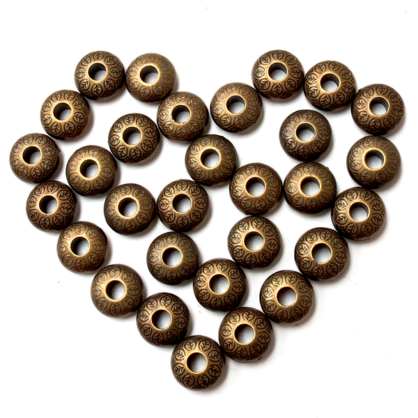 Acrylic Spacer Beads, Bronze, 7x14mm; 30 pieces