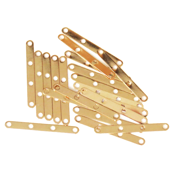 Spacer Bar, Gold Plated Brass- 3x27mm, 4 Strands; 20 pcs
