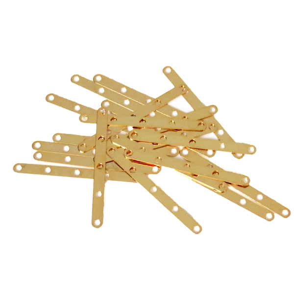 Spacer Bar, Gold Plated Brass-3x35mm, 5strand; 20pcs