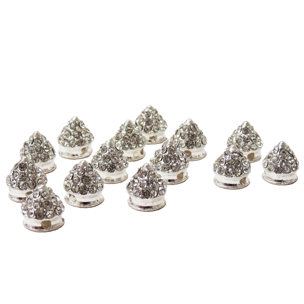 Spike Spacer with Rhinestone- Silver; 1pc