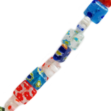 Square Millefiori, Multicolor, 8mm; 1 strand