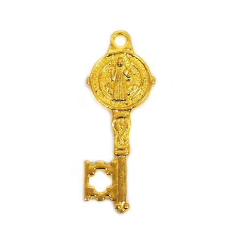 St. Benedict Key, Gold, 33x8mm; 1 piece