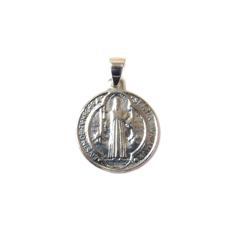 Saint Benedict Charm, Sterling Silver, 23mm - 1 piece