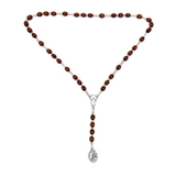 7mm Saint Michael Guardian Angel Italian Wood Rosary, Dark Brown, 14" Long; 1 piece