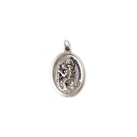 Saint Christopher Italian Charm, Antique Silver, 25x16mm - 1 piece