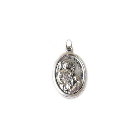 Saint Gabriel Italian Charm, Antique Silver, 25x16mm - 1 piece
