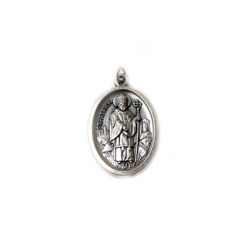 Saint Patrick Italian Charm, Antique Silver, 25x16mm - 1 piece