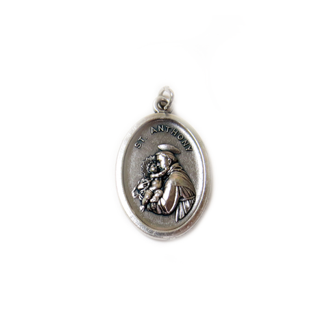 Saint Anthony Italian Charm, Antique Silver, 25x16mm - 1 piece