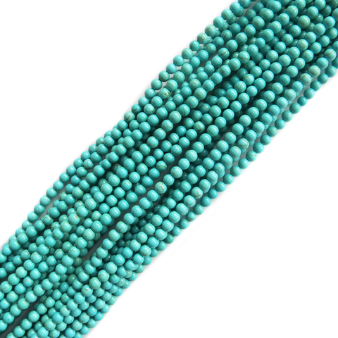 4mm Blue Stabilized Turquoise Round Beads