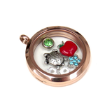 30mm Stainless Steel Round Locket; Rose Gold