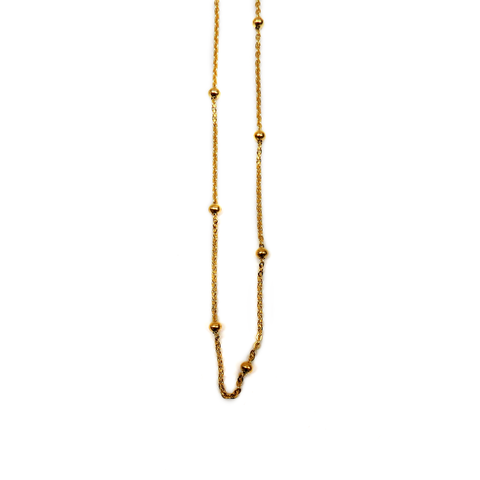 Stainless Steel Ball Rolo Satelite Necklace, 18", Gold; 1 Necklace