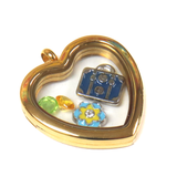 30mm Stainless Steel Heart Locket; Gold