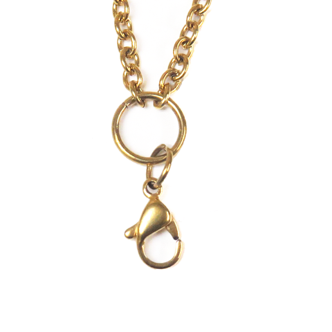Stainless Steel Necklace with Ring, 30", Gold; 1 Necklace