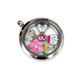 30mm Stainless Steel Round Locket; Silver