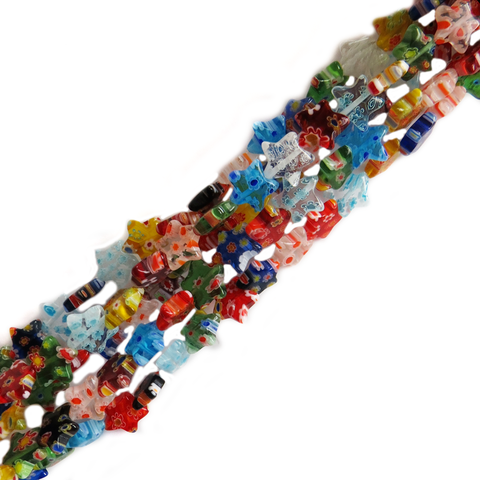 Star Millefiori, Multicolor, 9mm; 1 strand