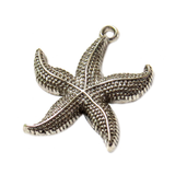 Starfish Charm, Silver, 25mm - 1 piece