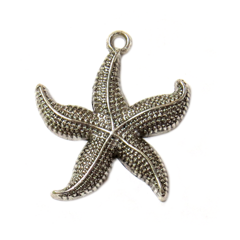 Starfish Charm, Silver, 25mm - 1 piece