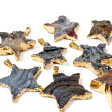 Star Chalcedony Druzy Pendant- Gold