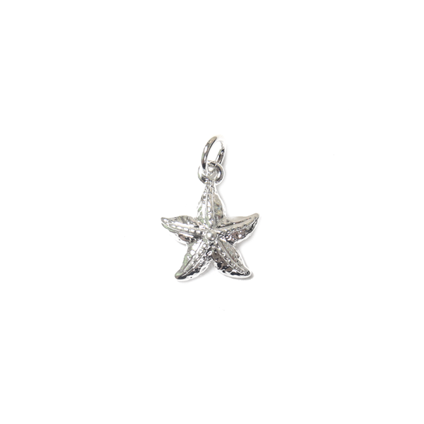 Starfish Charm, Sterling Silver, 11x12mm - 1 piece