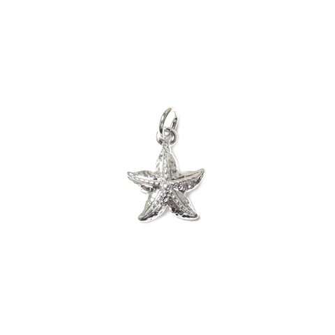 Starfish Charm, Sterling Silver, 11x12mm - 1 piece