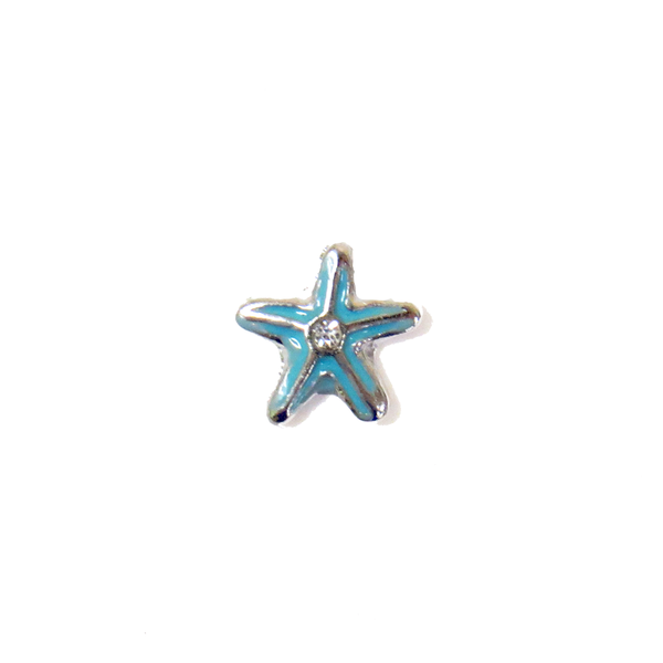 StarFish Turquoise with Rhinestone - Floating Charm