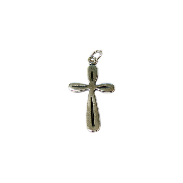 Carved Sterling Silver Cross Pendant 2, 25x14mm, Silver; 1 piece