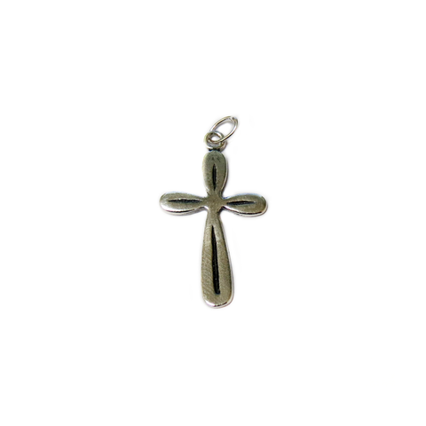 Carved Sterling Silver Cross Pendant 2, 25x14mm, Silver; 1 piece