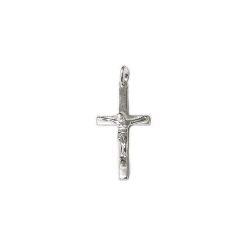 Crucifix Sterling Silver Cross Pendant, 33x17mm, Silver; 1 piece