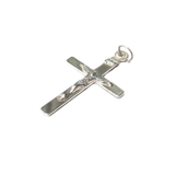 Flat Inri Sterling Silver Cross Pendant, 30x18mm, Silver; 1 piece