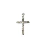 Flat Inri Sterling Silver Cross Pendant, 30x18mm, Silver; 1 piece