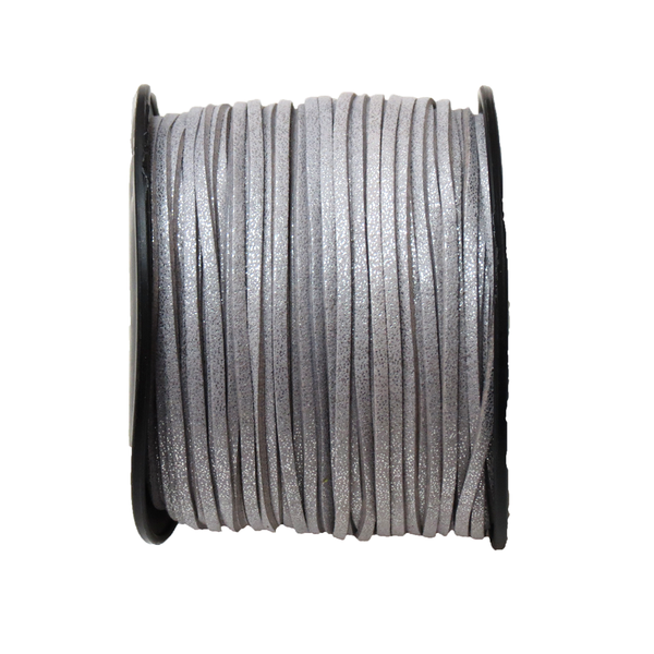 Suede Cord, 3mm-Gray with Glitter; per yard